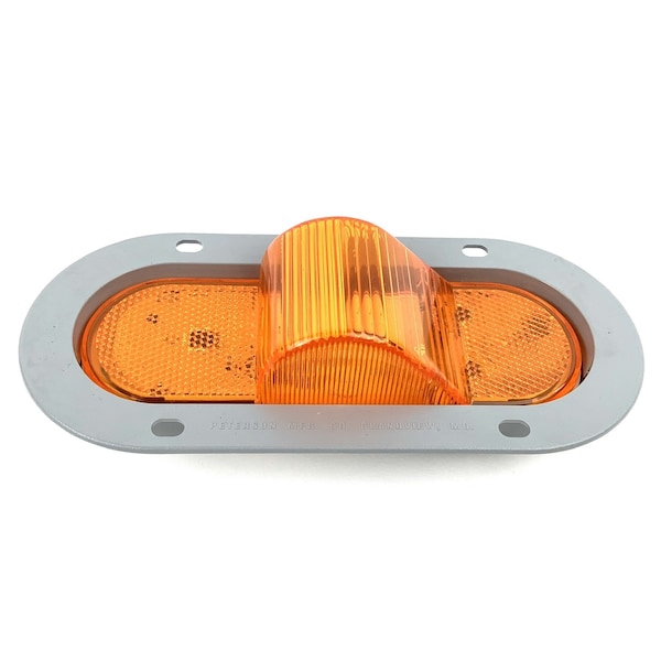 Peterson Lamp, Led Clearance/Marker, Lumenx Oval Mid-Turn W/ Reflex, Amber W/ Flange, Mfg Pack M356AF - main